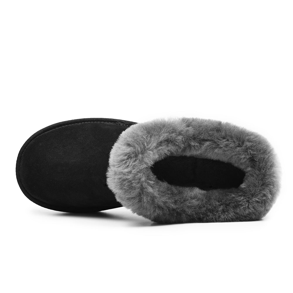 Minfot Hjemmesko Fåreskind Bergen med Sål Sort