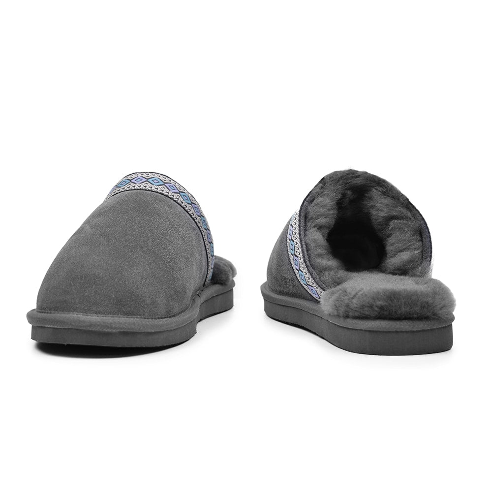 Minfot Fåreskind Hjemmesko Slip-on Myre med Sål Grå