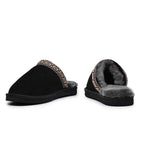 Minfot Fåreskind Hjemmesko Slip-on Myre med Sål Sort