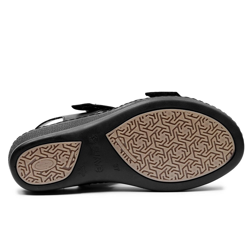 Suave Ekstra Bred Sandal Læder Marilyn Sort