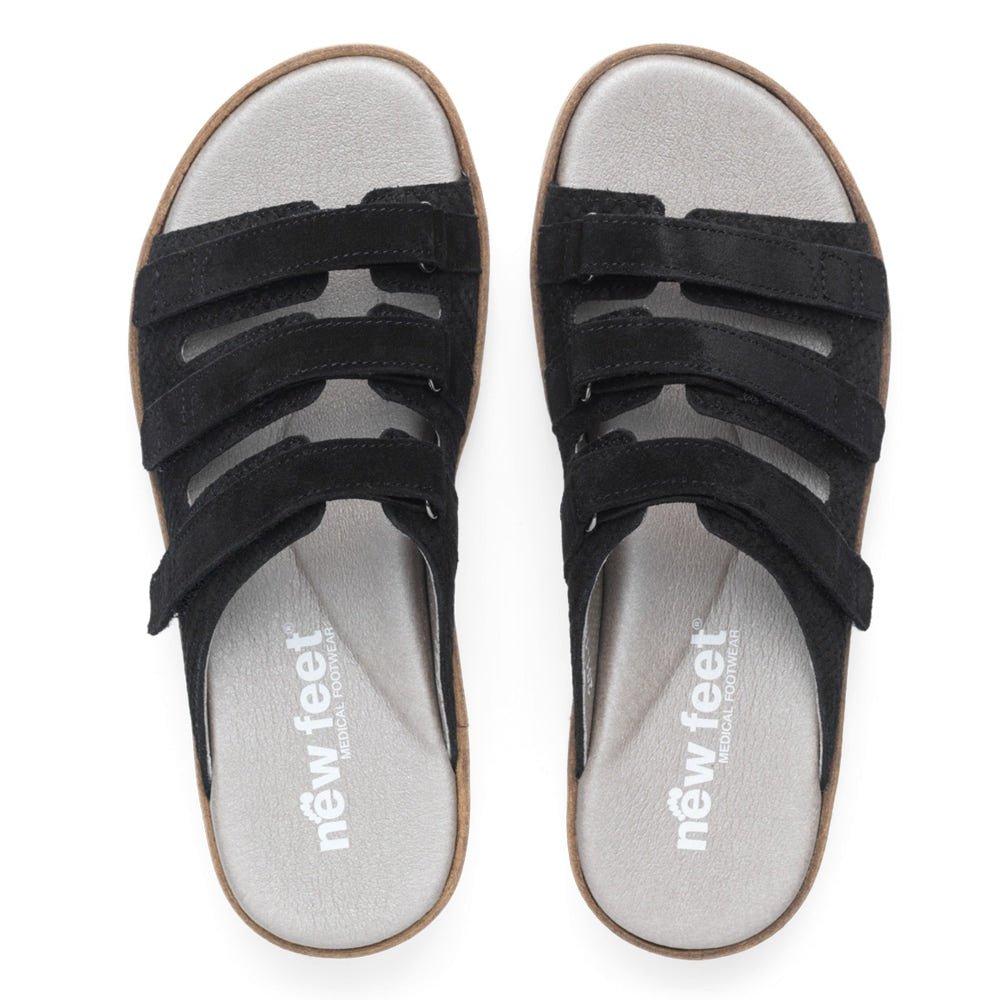 Produktbild 2 - New Feet Kirsten Breda Sandaler med Klettlukning, Dame, Sort