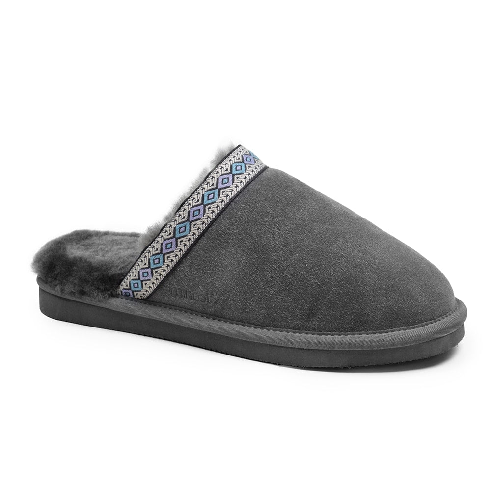Minfot Fårskinnstofflor Slip-on Myre med sula Grå