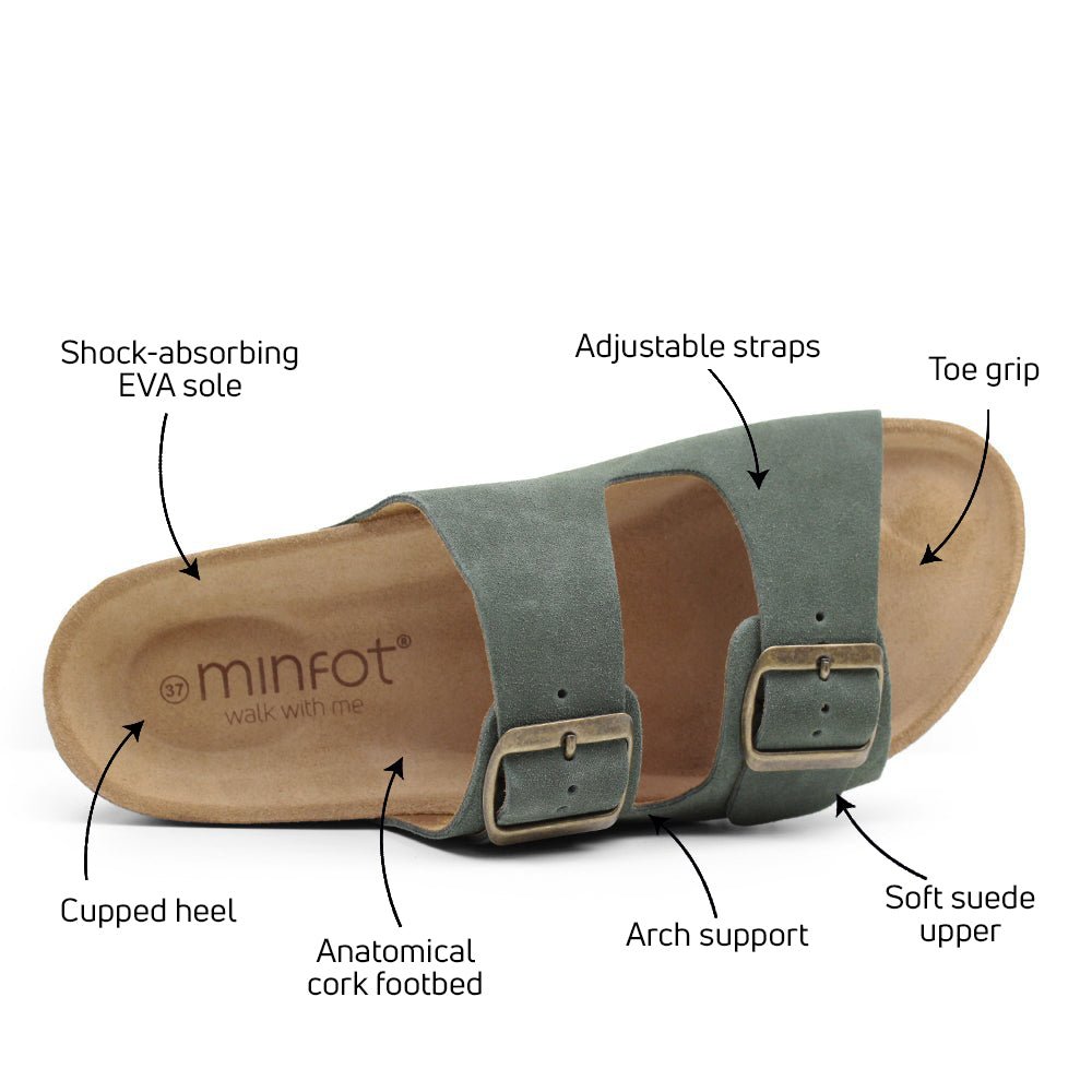Minfot Moa Sandaler Dame Bio Ruskind Grøn