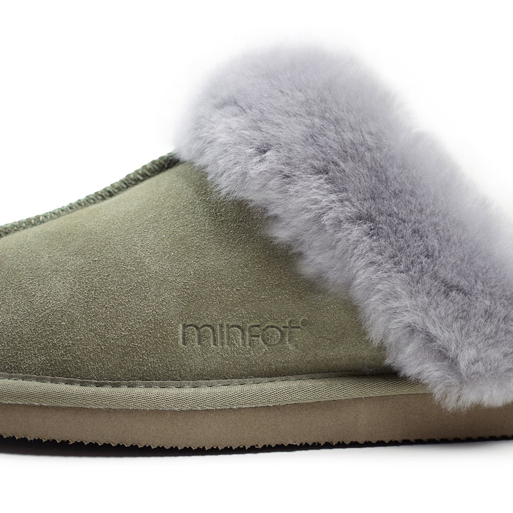Produktbild 8 - Minfot Fårskinnstofflor Slip-on Duved med sula Olive