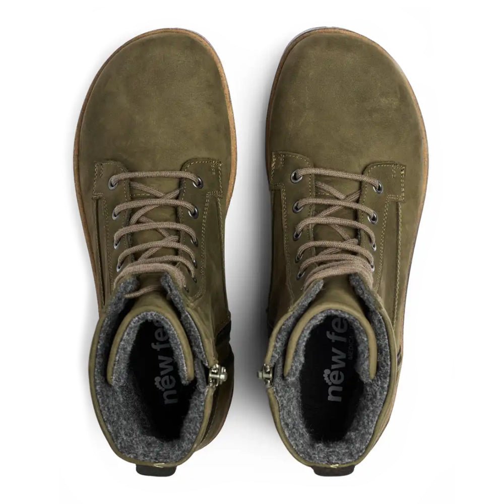 Produktbild 3 - New Feet Linn Breda Boots Snörning Dragkedja Grön