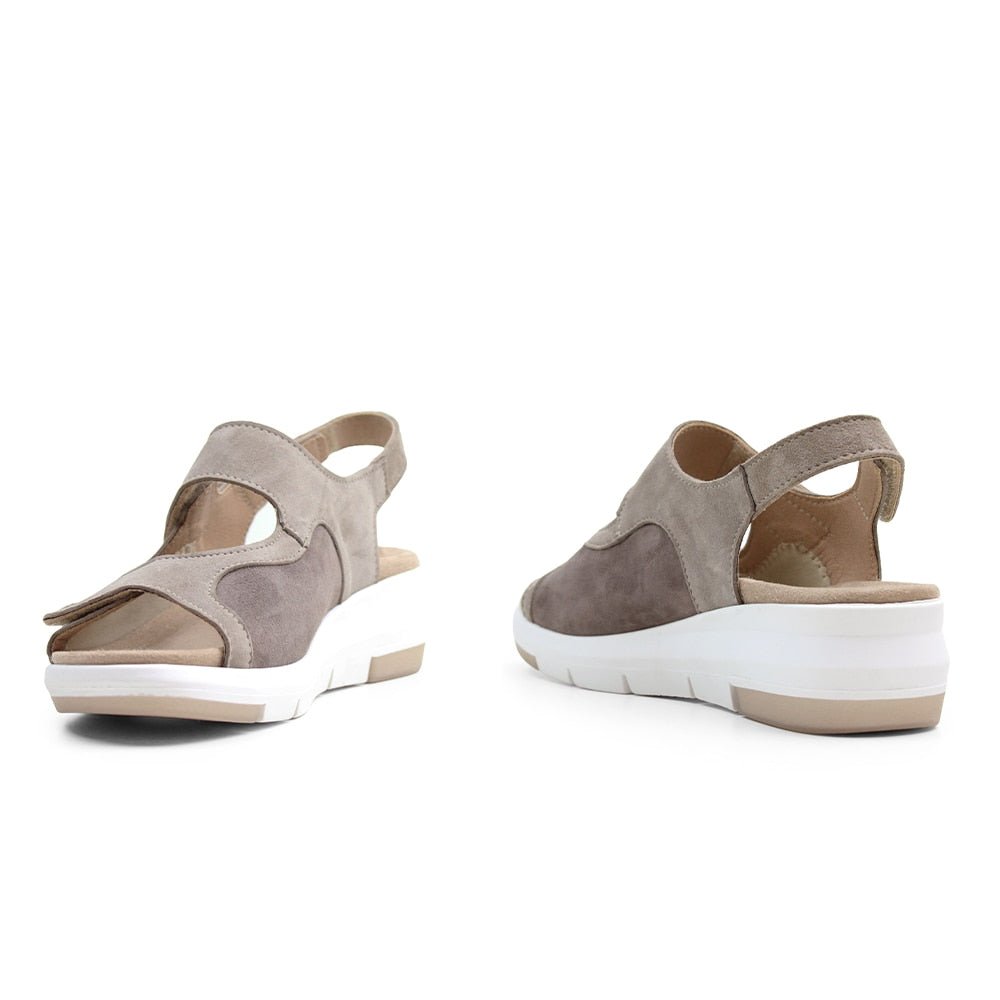 Minfot Sandal Komfort Bea Hælrem Stretch Ruskind Beige