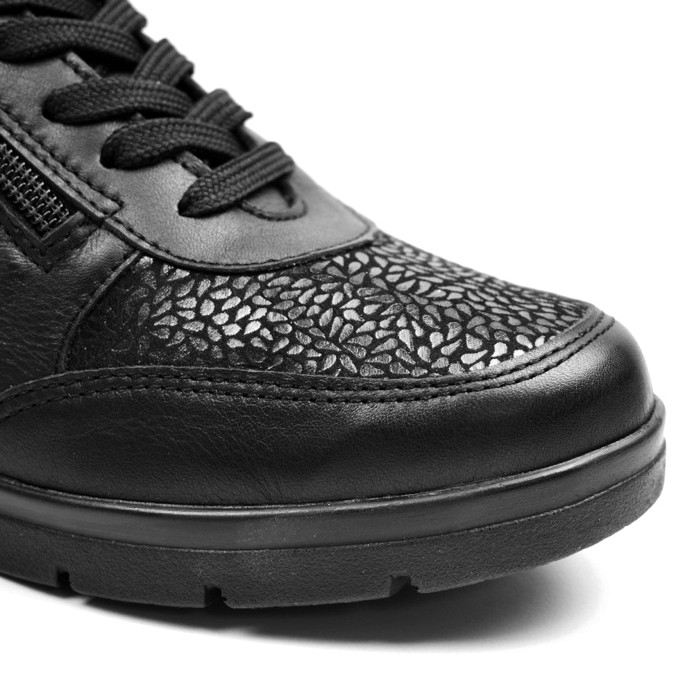Produktbild 8 - Minfot Elin Stretch Bred Skocons Dragkedje Læder Sort