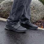Minfot Grip Sko med Velcro Herre Vandafvisende TEX Skind Sort
