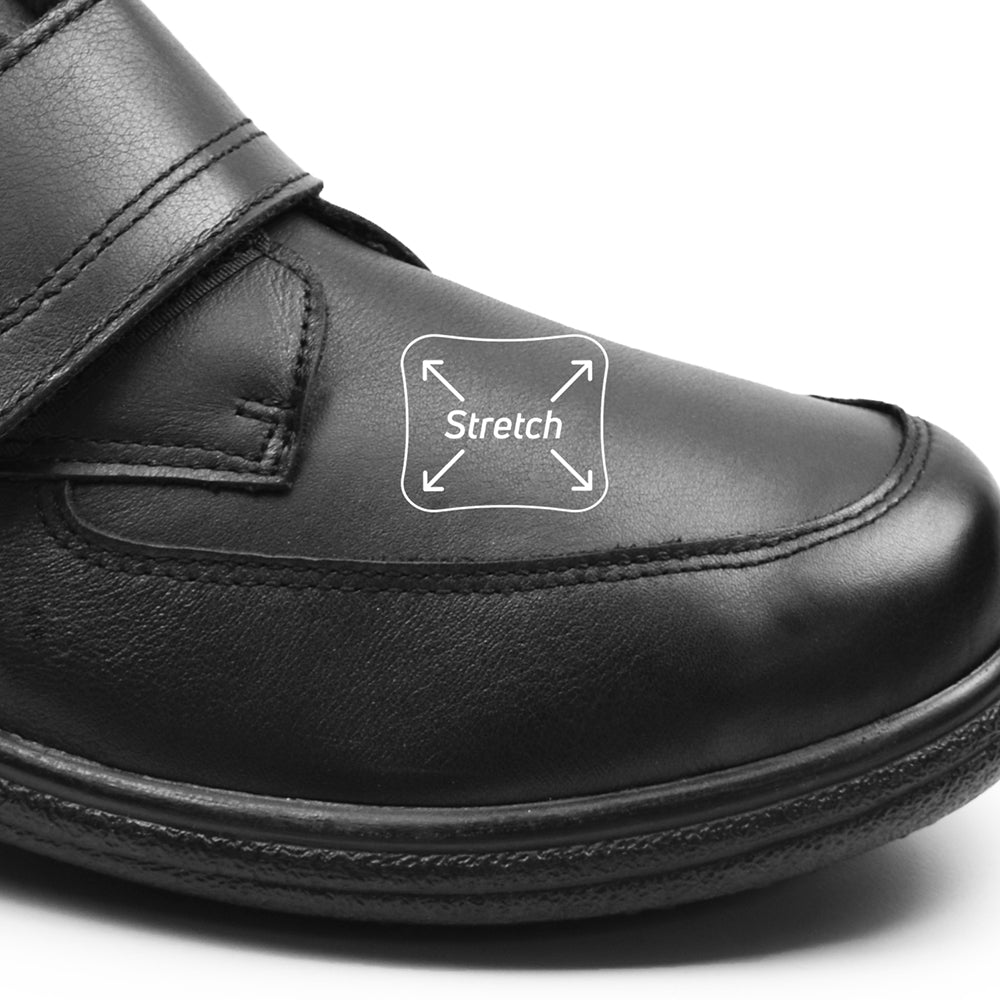 Produktbild 4 - Minfot Arthur Brede Sko Velcro Stretch Læder Sort