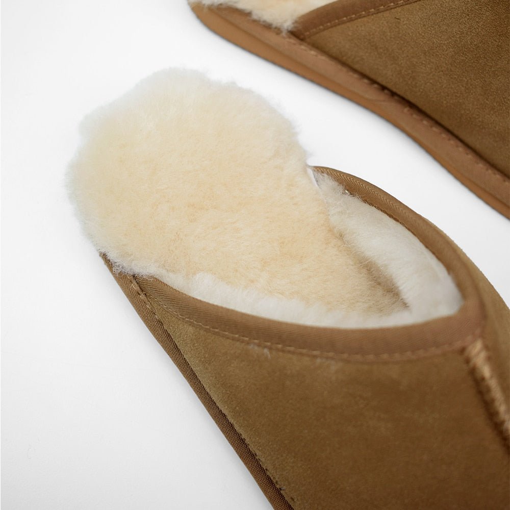 Minfot Hjemmesko Fåreskind Slip-on Orust med sål Chestnut