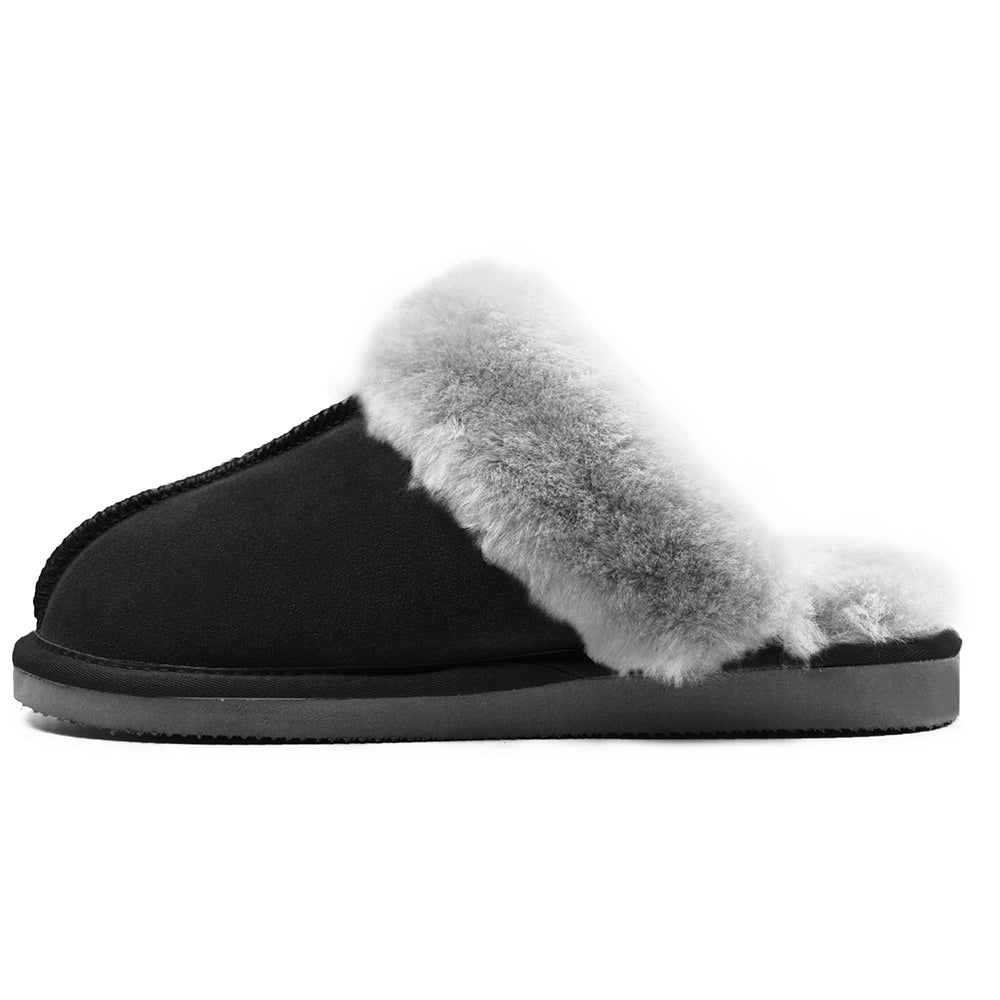 Produktbild 5 - Minfot Fårskinnstofflor Slip-on Duved med sula Svart