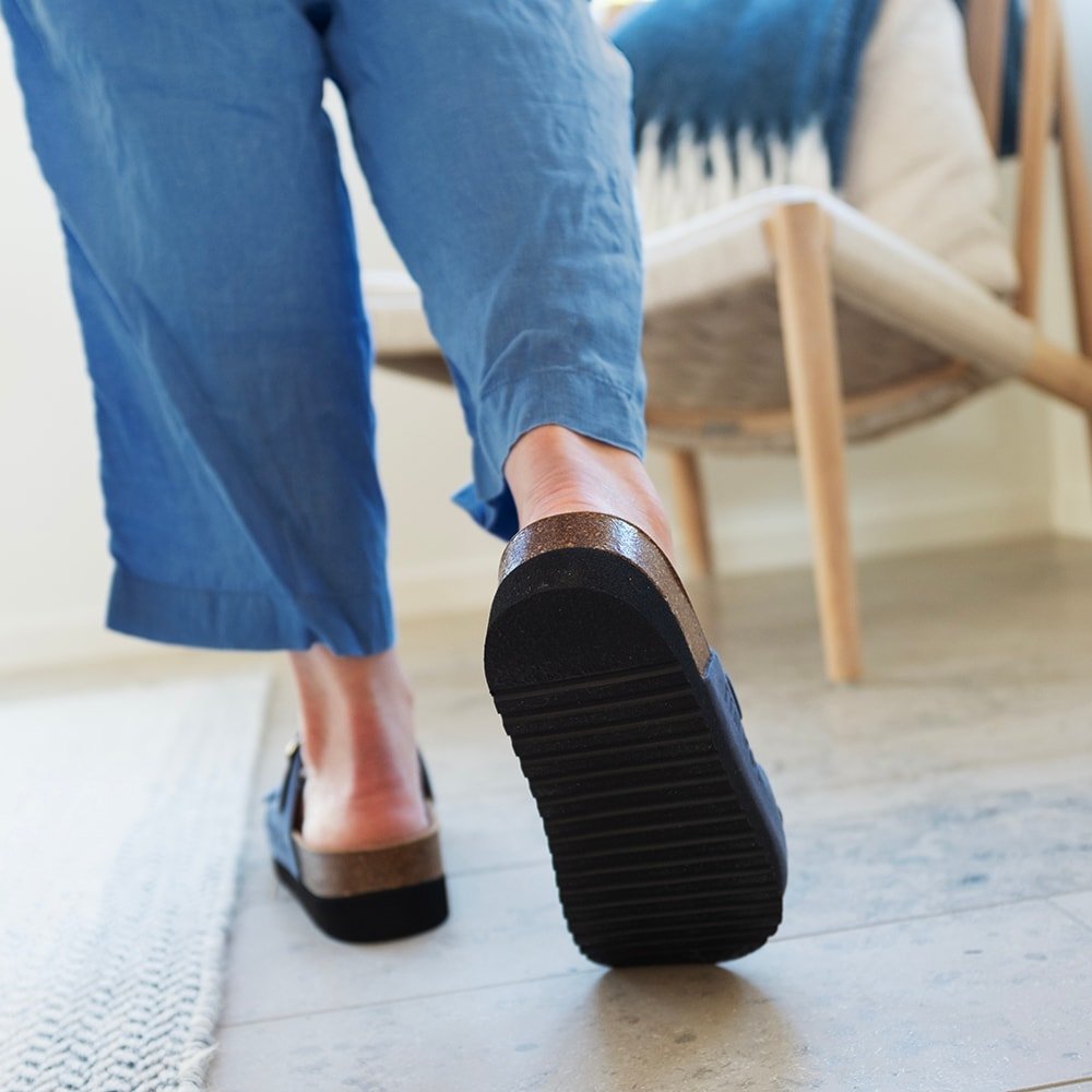 Minfot Moa Sandaler Dame Bio Ruskind Indigoblå