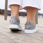 Minfot Comfort Sneakers Dame Skinn Leopard Hvid