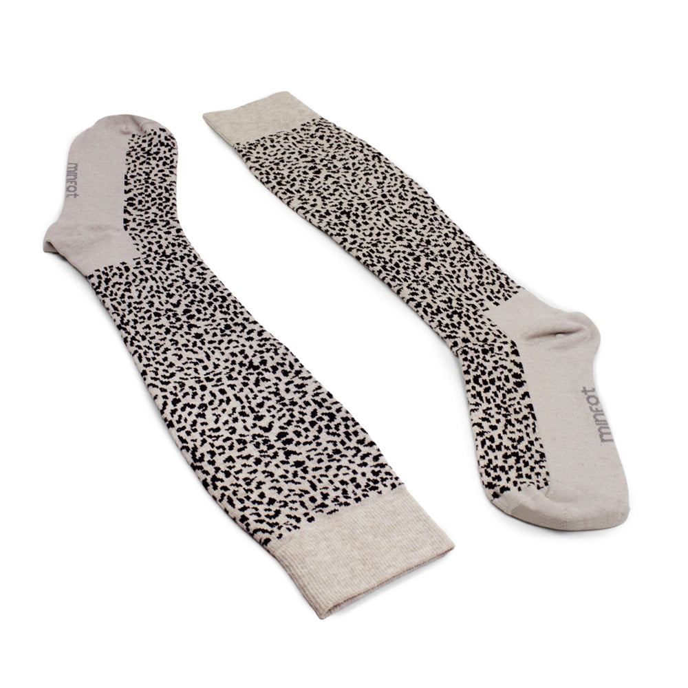 Minfot Støttestrømper Bomuld Leopard Beige 1-pak