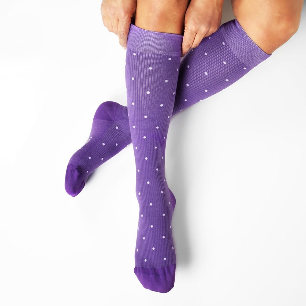 Produktbild 3 - Minfot Støttestrømper bomuld Eco Prikketa Viola 5-pak