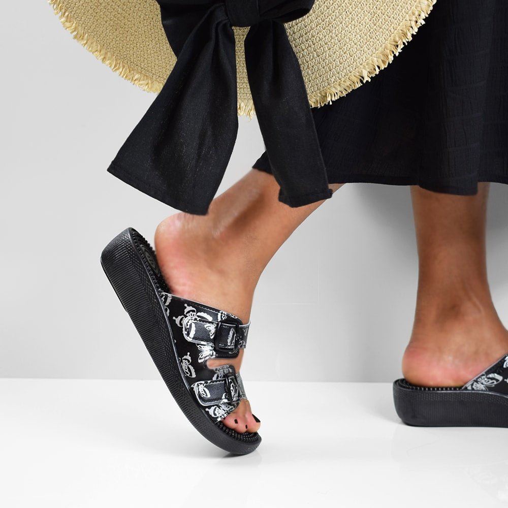 Minfot Massage Sandaler Fjäril Sort