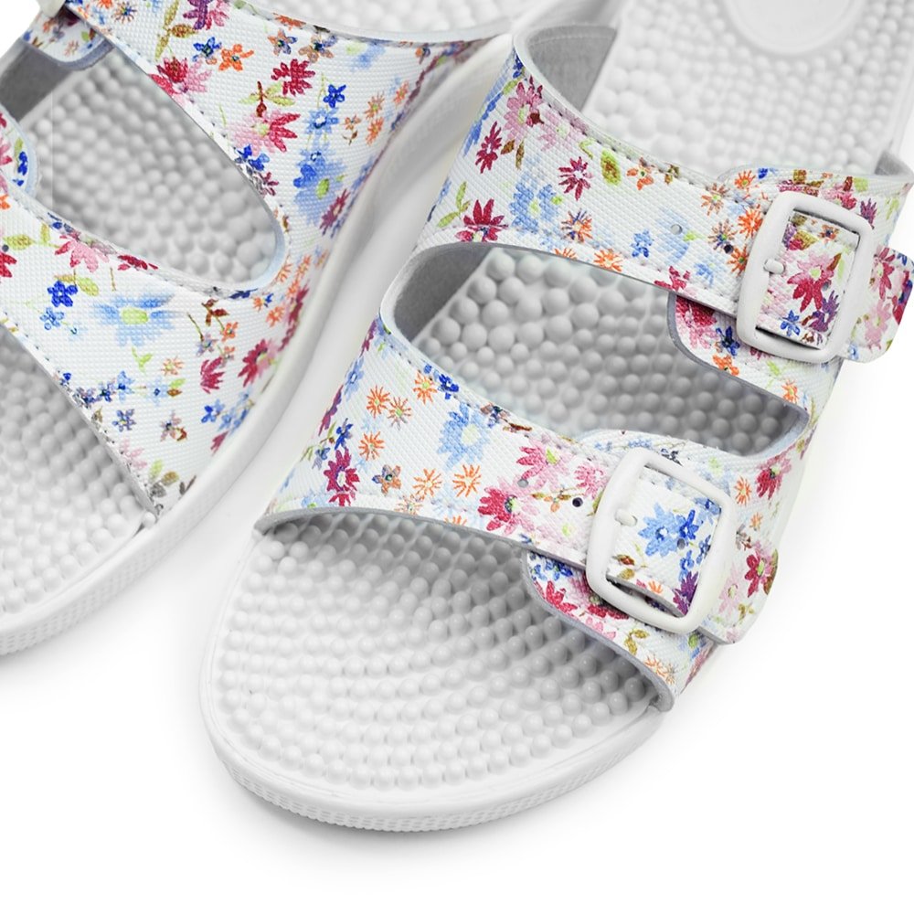Minfot Massage Sandaler Blomster Hvid