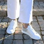Minfot Comfort Sneakers Dame Skinn Leopard Hvid