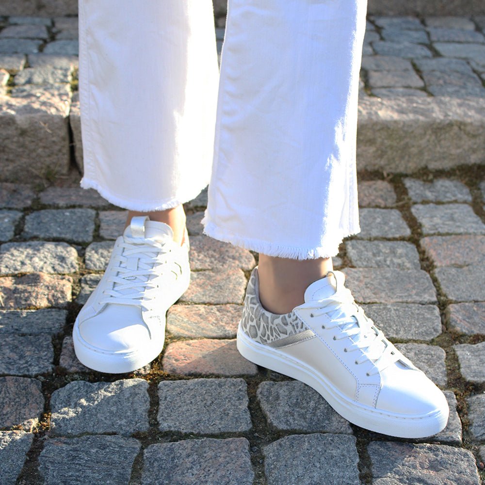 Minfot Comfort Sneakers Skinn Leopard Hvid