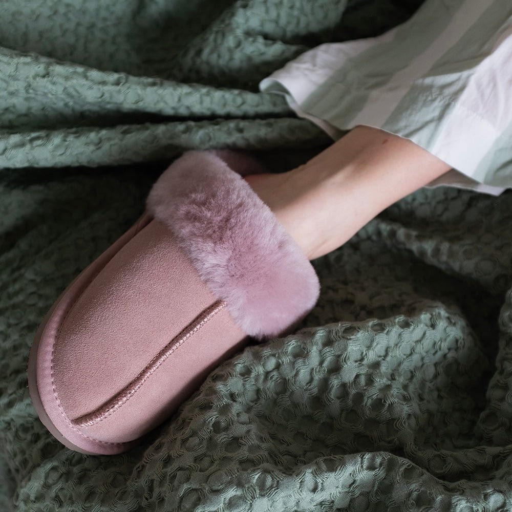 Minfot Hjemmesko Fåreskind Slip-on Duved med sål Rosa