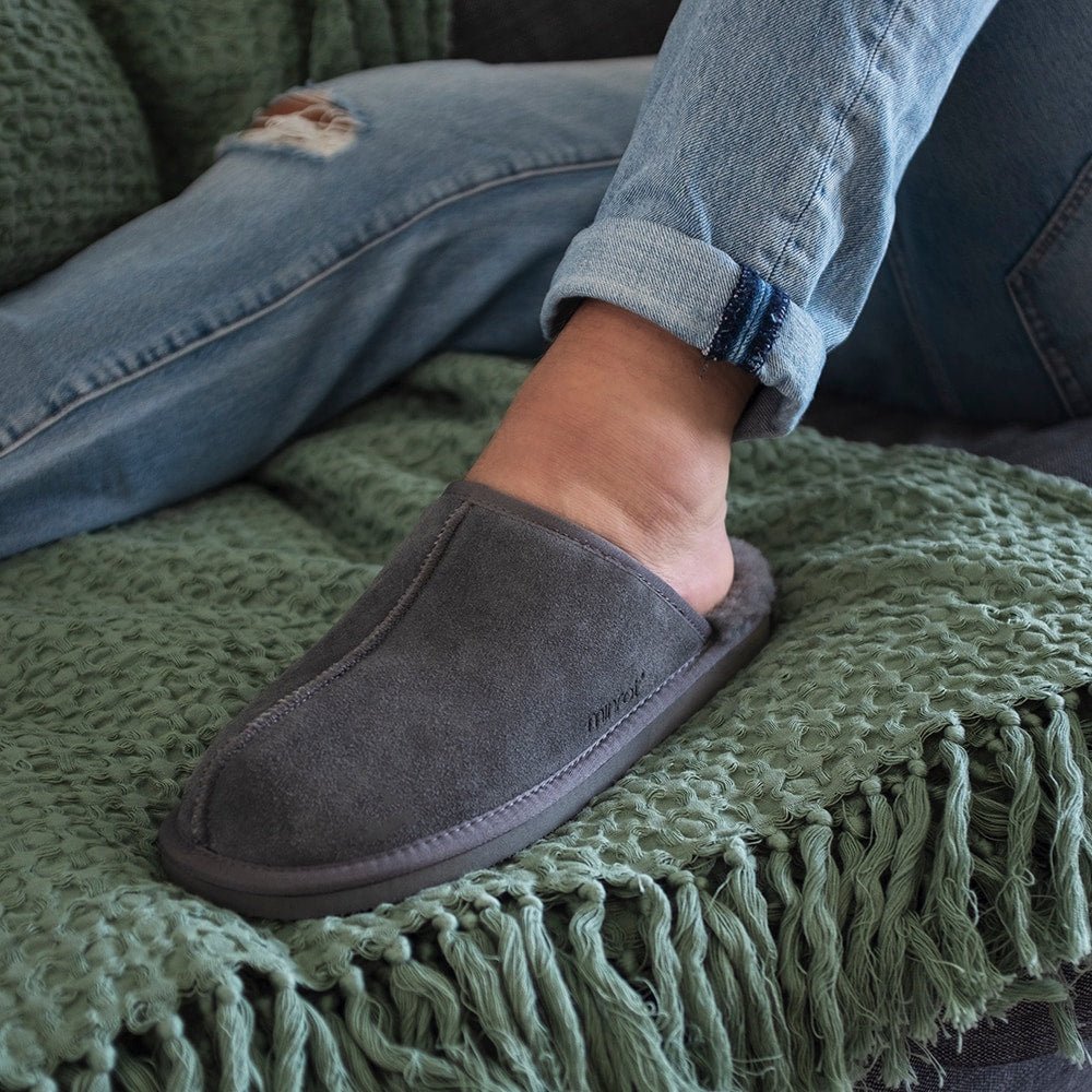 Minfot Hjemmesko Fåreskind Slip-on Orust med sål Grå