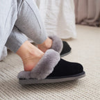 Minfot Hjemmesko Fåreskind Slip-on Duved med sål Sort