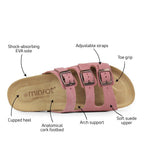 Minfot Lo Biosandaler Dame Ruskind Anatomisk 3-remme Rosa