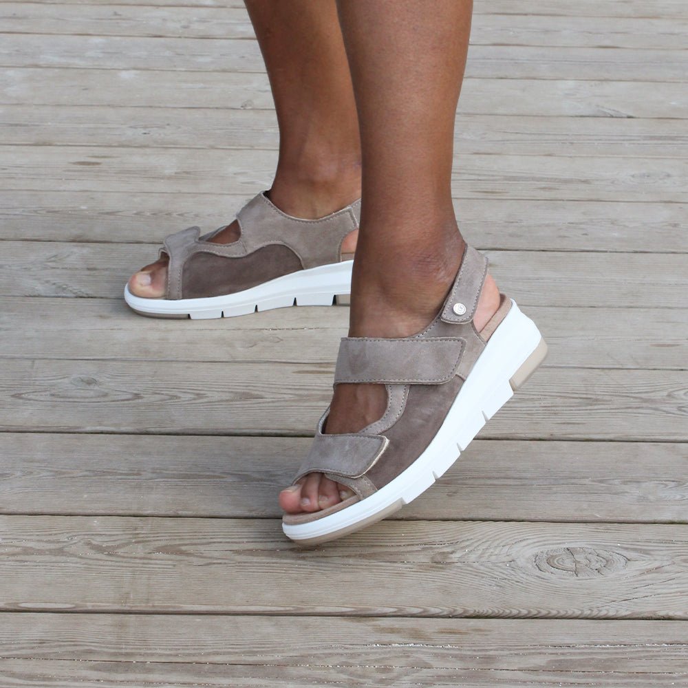 Produktbild 2 - Minfot Sandal Komfort Bea Hælrem Stretch Mocka Beige