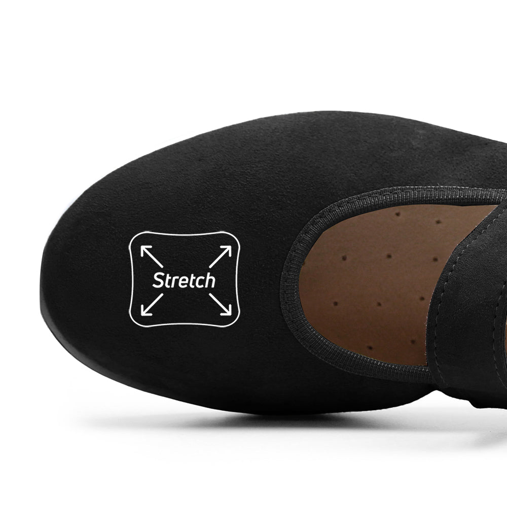 Minfot Ballerinasko med rem Joyce Dame Stretch Nubuck Sort
