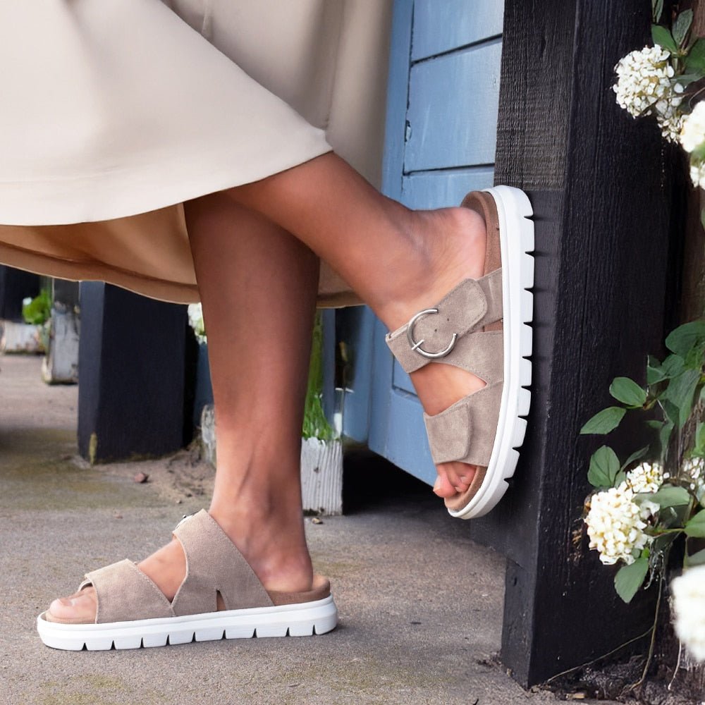 Minfot Abby Sandaler Dame Velcro Taupe