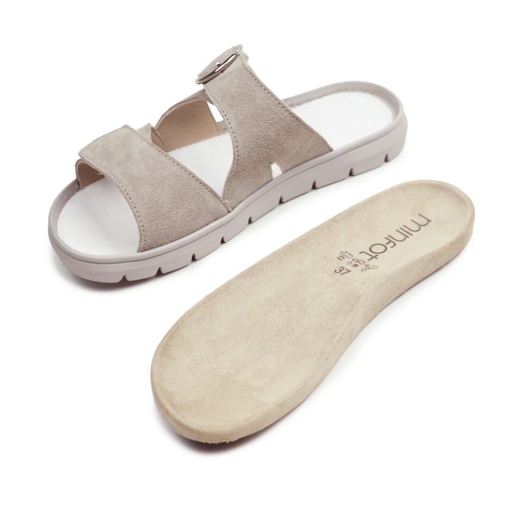 Minfot Abby Sandaler Dame Velcro Taupe
