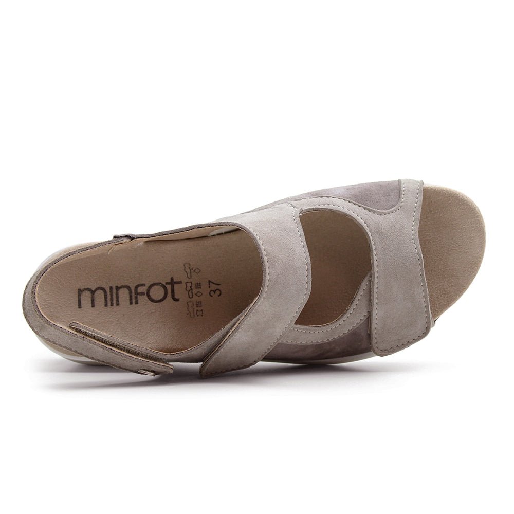 Minfot Sandal Komfort Bea Hælrem Stretch Ruskind Beige