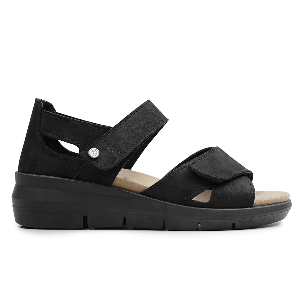 Minfot Sandal Komfort Mia med hælkap Nubuck Sort