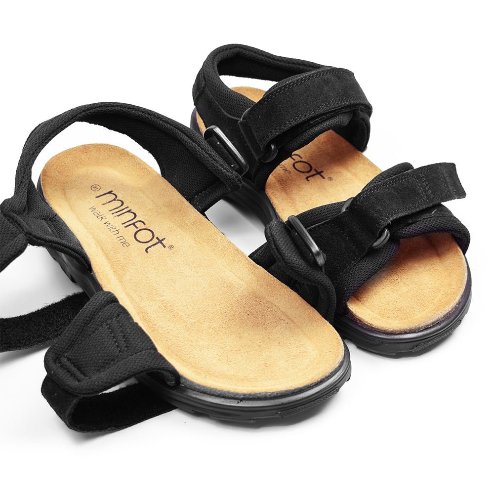 Minfot Flex Sandaler Unisex Ruskind Sort 