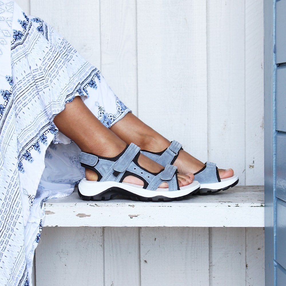 Minfot Sandaler Sandhamn Dame Ruskind Dueblå