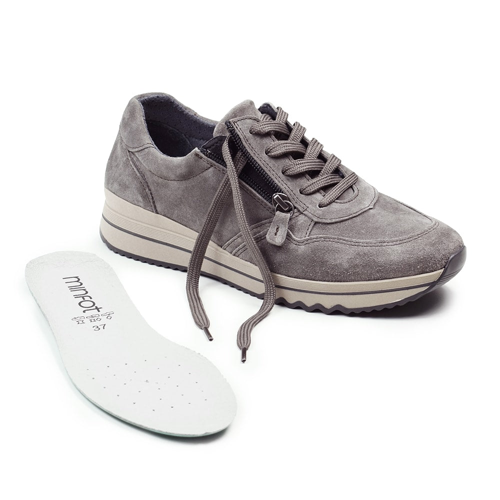 Minfot Cloe Sneaker Lynlås Ruskind Taupe