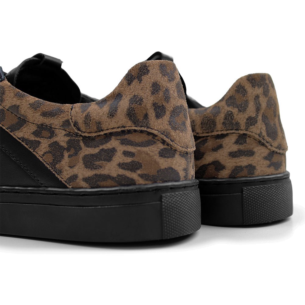 Minfot Comfort Sneakers Dame Læder Leopard Sort
