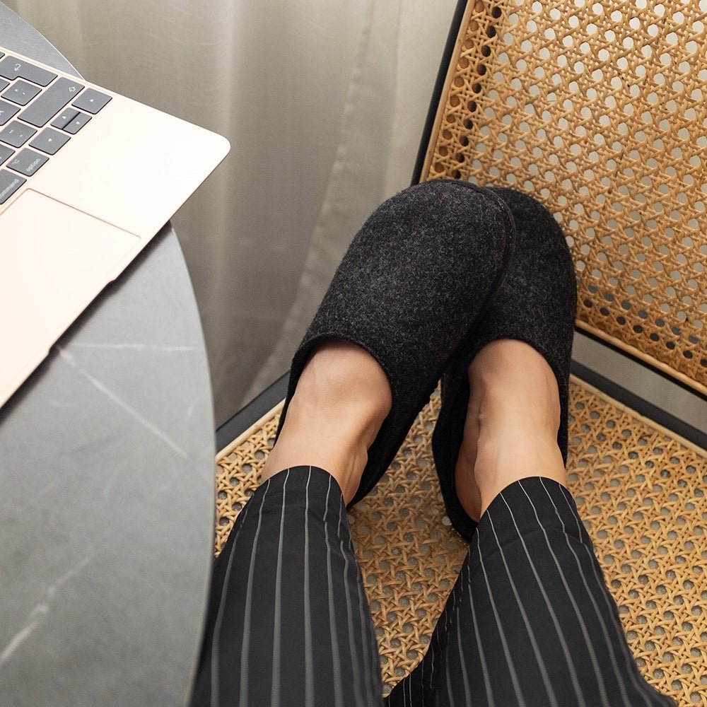 Minfot Hjemmesko Uld Slip-on Viken Uld Antracit