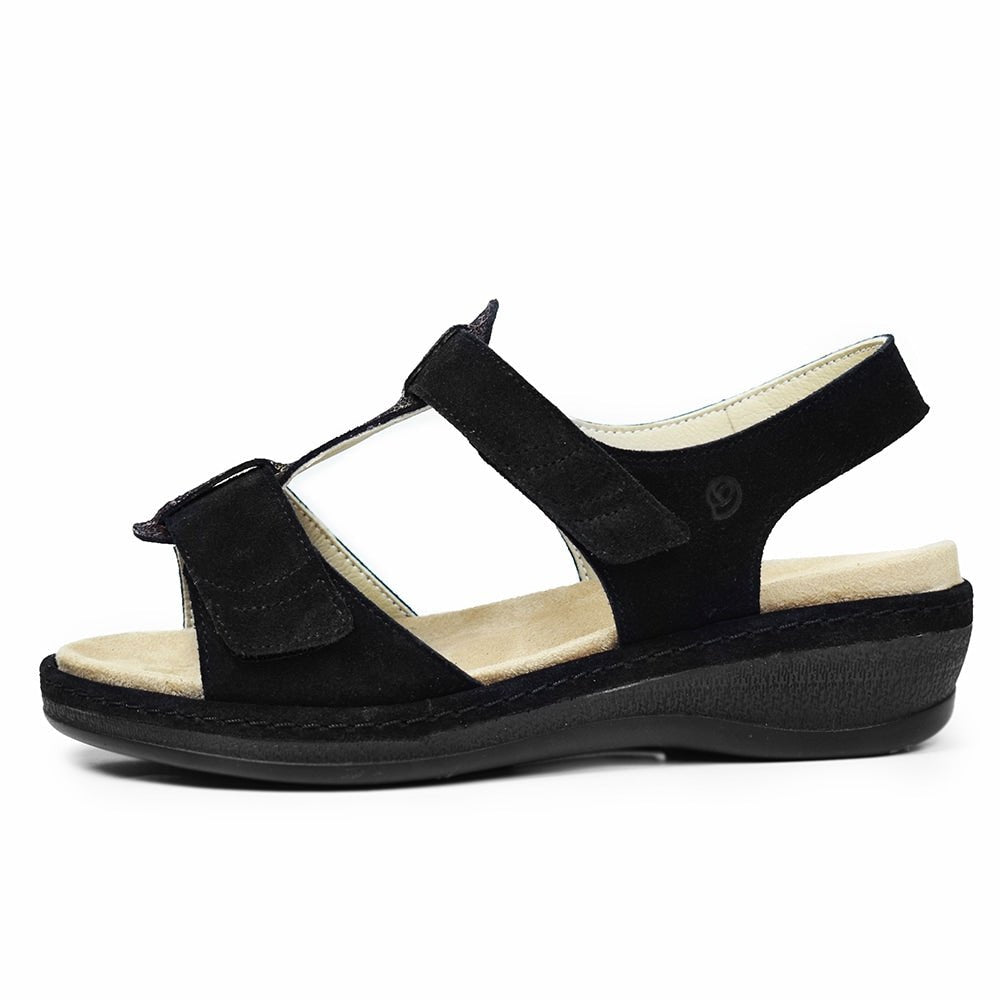 Suave Ekstra Bred Sandal Black Tenn