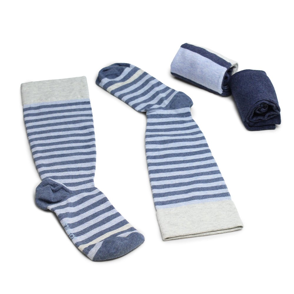 Produktbild 9 - Minfot Støttestrømper Bred Bomuld Maritim 3-pak