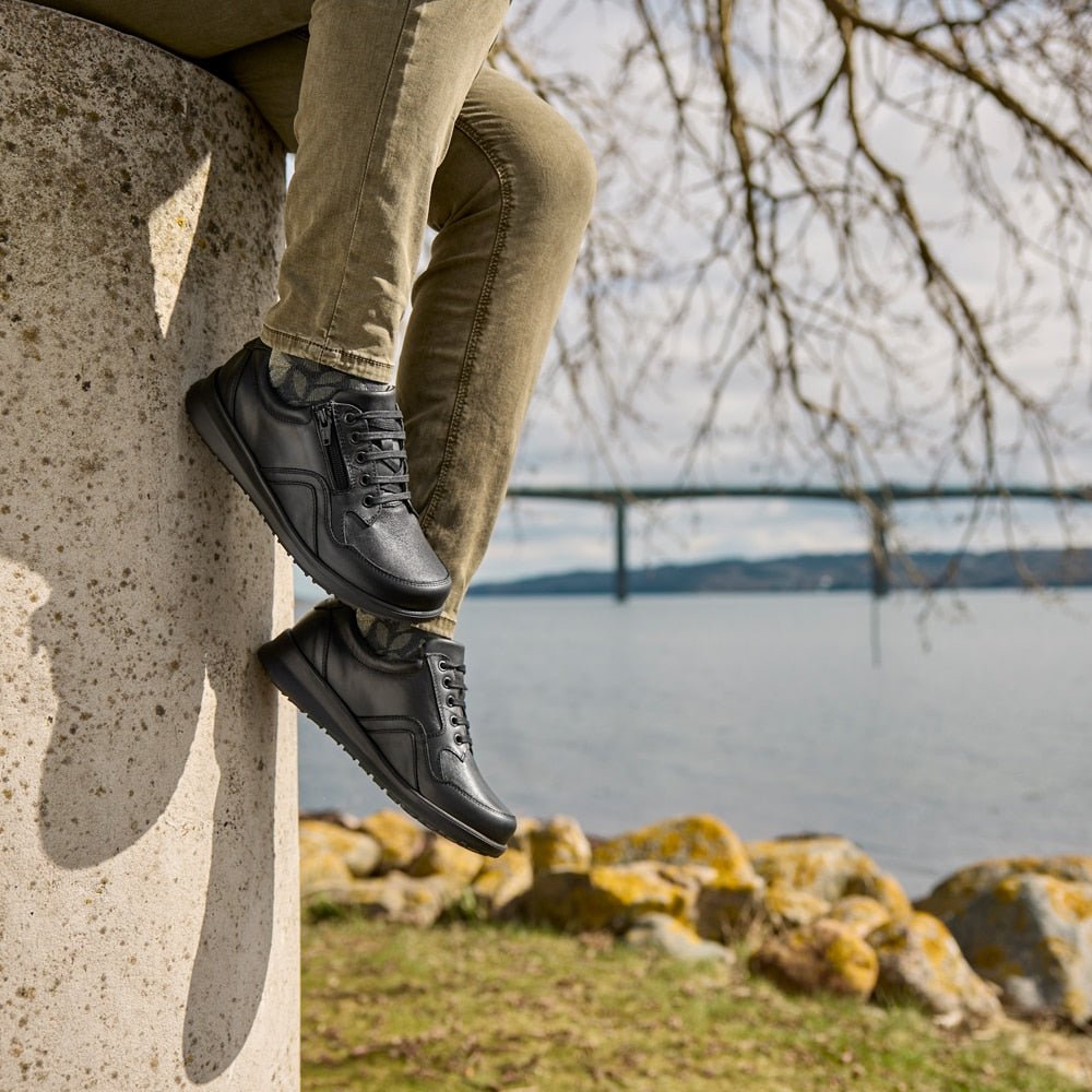 Produktbild 2 - New Feet Helle Extra Breda Skor Dam Dragkedja Stretch Svart