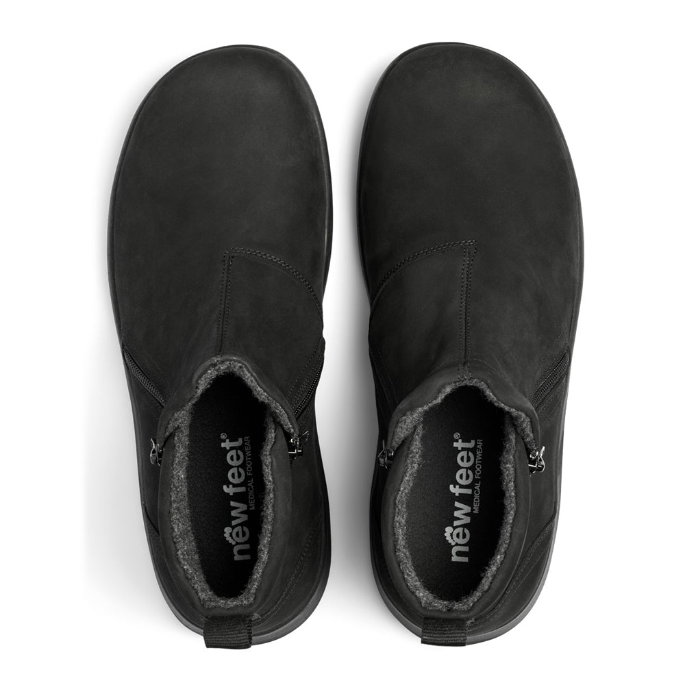 New Feet Frankie Ekstra Brede Boots Lynlås Tex Sort