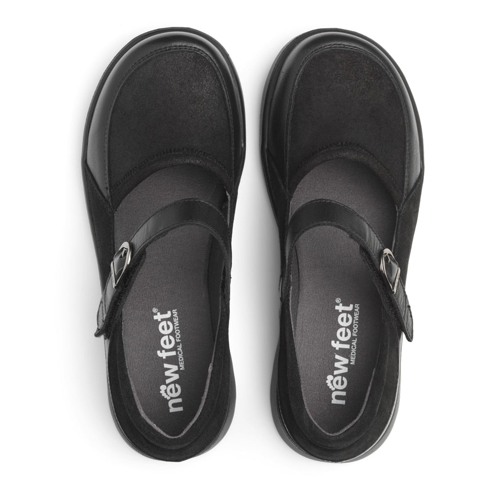 Produktbild 2 - New Feet Hanne Extra Breda Skor Ballerina Stretch Dam Svart