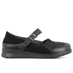 New Feet Hanne Extra Brede Sko Ballerina Stretch Dame Sort