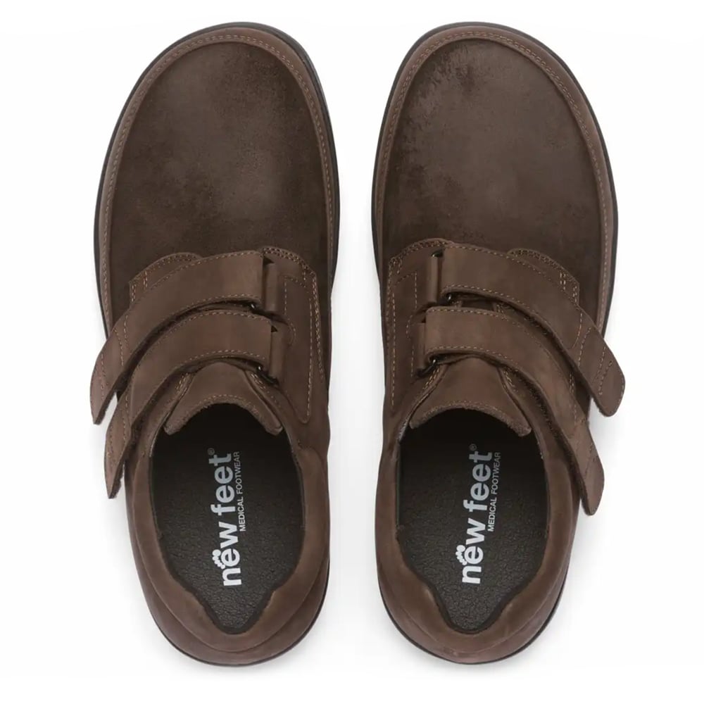 New Feet Malte Extra Brede Sko Orthostretch Velcro Brun
