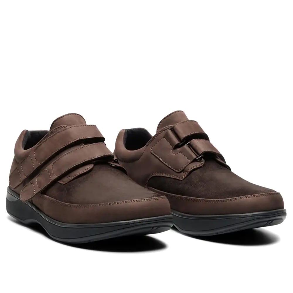 New Feet Malte Extra Brede Sko Orthostretch Velcro Brun