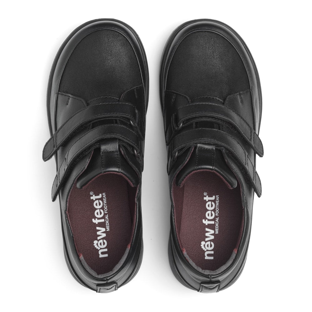New Feet Mathilde Extra Brede Sko Stretch Velcro Sort
