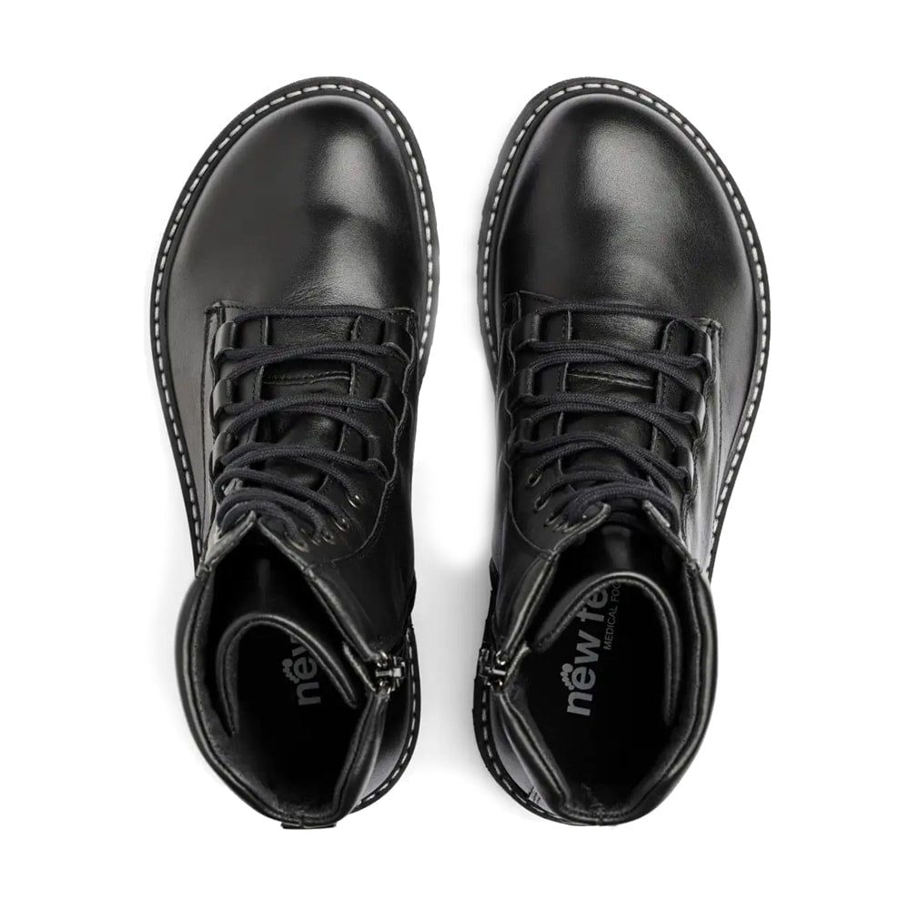 Produktbild 3 - New Feet Mary støvler med snørebinding og lynlås, sorte.
