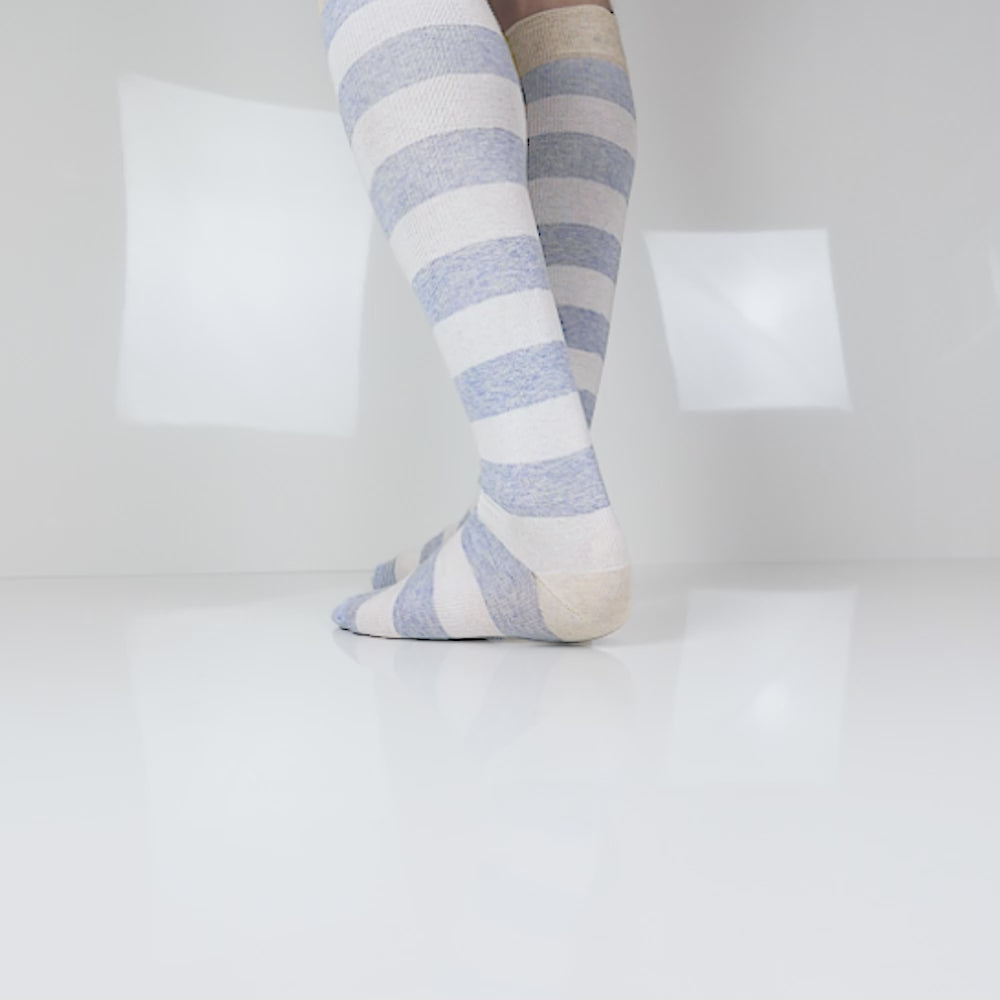 Minfot Stribede Støttestrømper Ekologisk bomuld Strand 3-pak