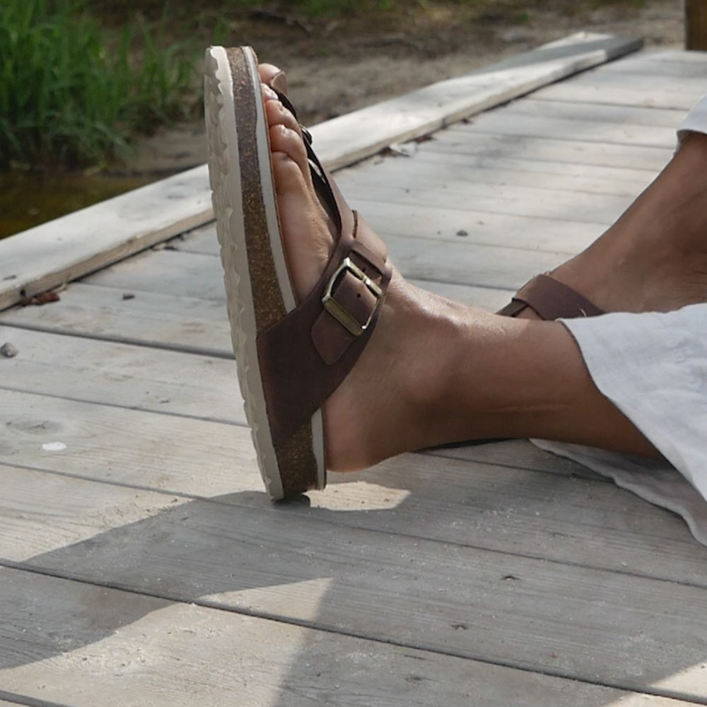 Minfot Noa Tåsandaler Læder Primo Soft Mørkebrun